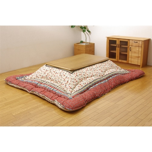 こたつ厚掛け布団単品 『クレージュ』 国内プリント ネイビー (裏地:フランネル) 約205×245cm